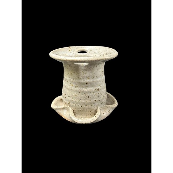 Hand thrown Pottery Stoneware 4 Slot Toothbrush Holder Natural w Brown Speckles - Picture 2 of 8